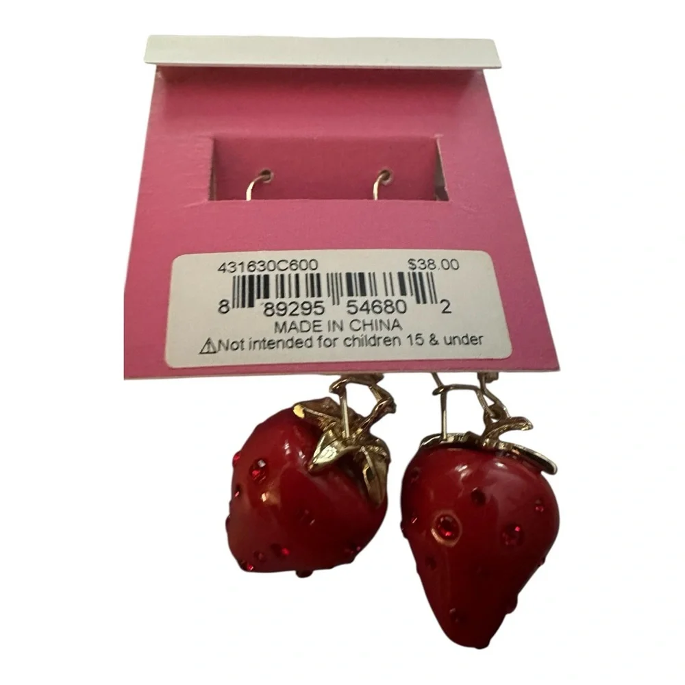 Betsey Johnson Baby Cakes Red Strawberry Resin Earrings NWT - Picture 5 of 10